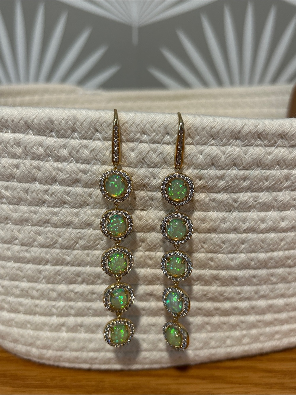 Gold Opal Drop Earrings